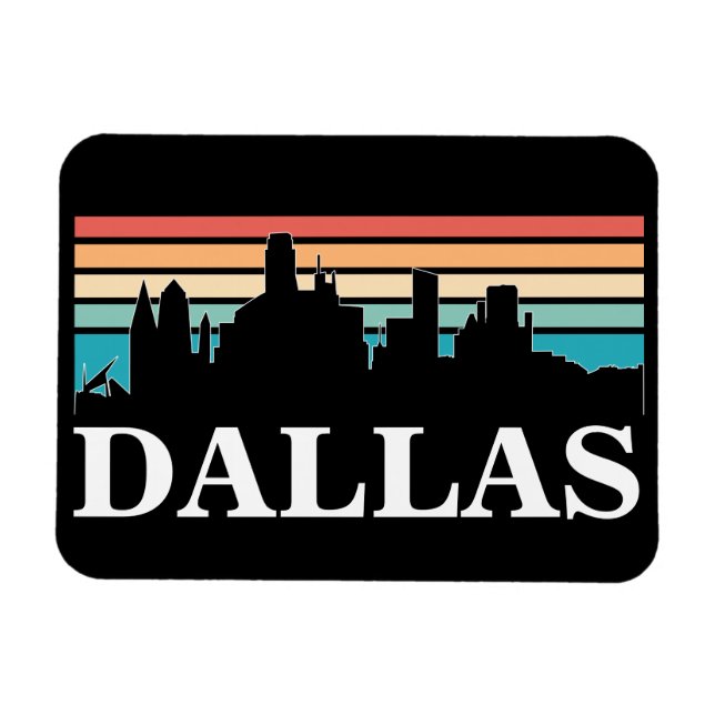 Magnet Flexible Dallas Texas Vintage Sunset Cityscape (Horizontal)
