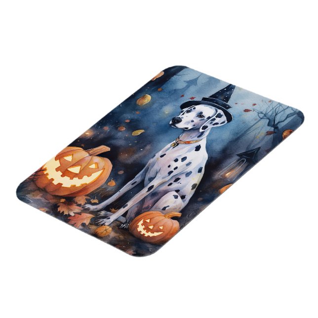 Magnet Flexible Dalmatien d'Halloween avec citrouilles effrayant (Côté Gauche)