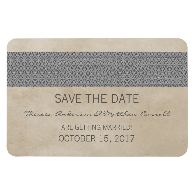 Magnet Flexible Damas rustique Enregistrer l'aimant de la date, gr (Horizontal)