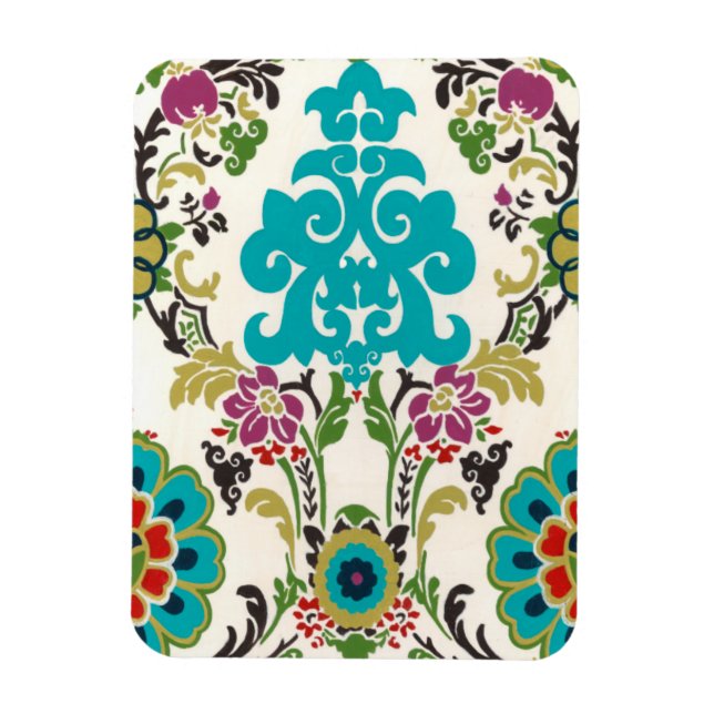 Magnet Flexible Damask Floral Patterns Plum Turquoise (Vertical)