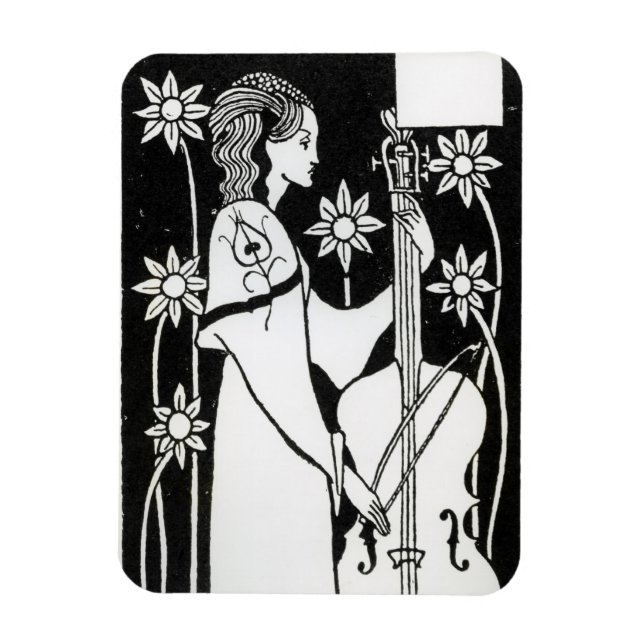 Magnet Flexible Dame au cello, du Morte d'Arthur"(litho) (Vertical)