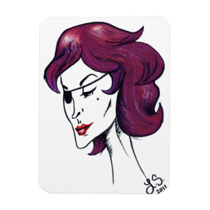 Magnet Flexible Dame pirate violette dessin animé Pop Art original