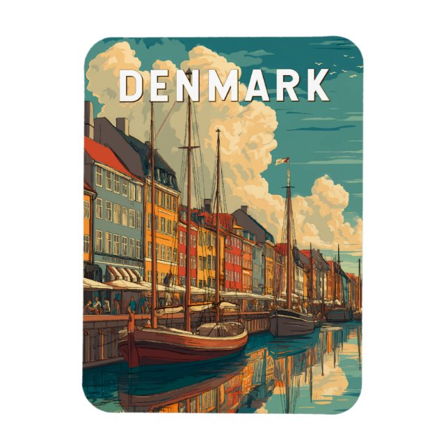 Magnet Flexible Danemark Illustration Voyage Art Vintage (Vertical)