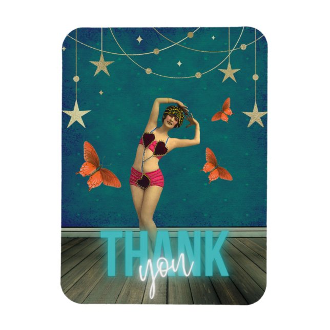 Magnet Flexible Danseur Vintage Whimsical Altered Art Merci (Vertical)
