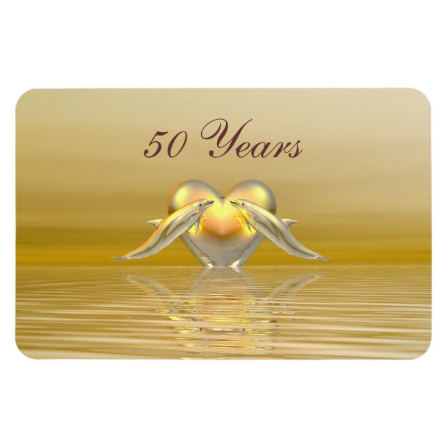 Magnet Flexible Dauphins et Coeur du Golden Anniversaire (Horizontal)