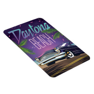 Magnet Flexible Daytona Beach Vintage Voiture poster de voyage