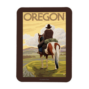 Magnet Flexible De cowboy affiche de Vintage voyage à cheval