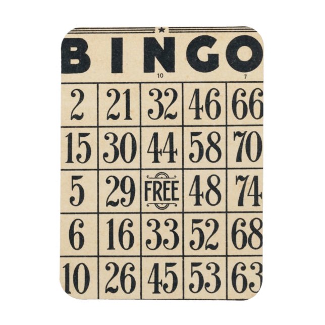 Magnet flexible de la carte de bingo vintage (Vertical)