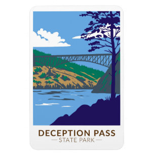 Magnet Flexible Deception Pass State Park Bridge Washington Retro