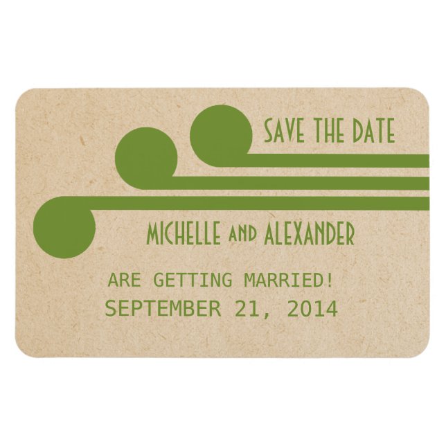 Magnet Flexible Déco Chic Enregistrer l'aimant de date, vert (Horizontal)