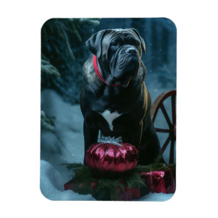Magnet Flexible Décor de Noël Cane Corso Snowy Sleigh
