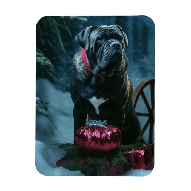 Magnet Flexible Décor de Noël Cane Corso Snowy Sleigh (Vertical)