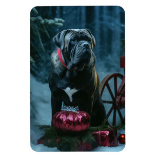 Magnet Flexible Décor de Noël Cane Corso Snowy Sleigh
