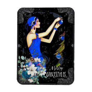Magnet Flexible Décoration de la tenue de Noël bleue des années 19