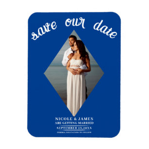 Magnet Flexible Deep Blue Diamond Photo Mariage Carte de Faire-Par