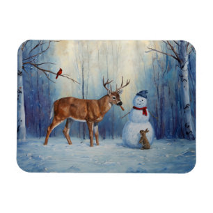Magnet Flexible Deer et Happy Snowman hiver de vacances scène