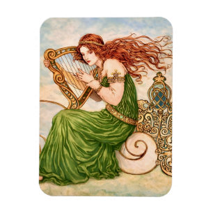 Magnet Flexible Déesse Irlandaise Jouant de la Harpe – Art Nouveau