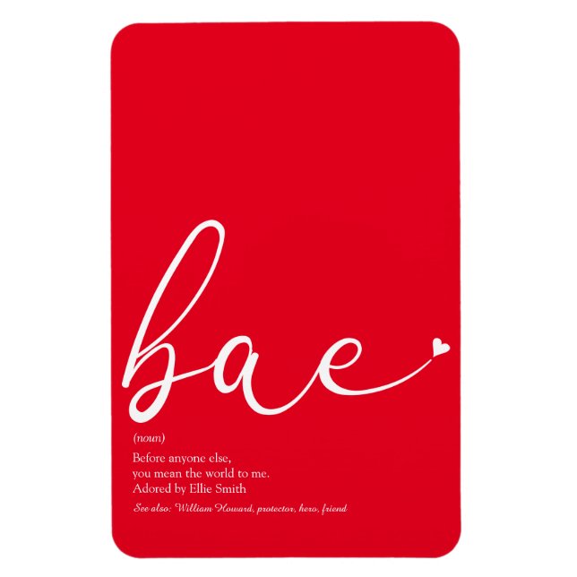 Magnet Flexible Définition Bae Écriture Élégante Cœur d'Amour (Vertical)