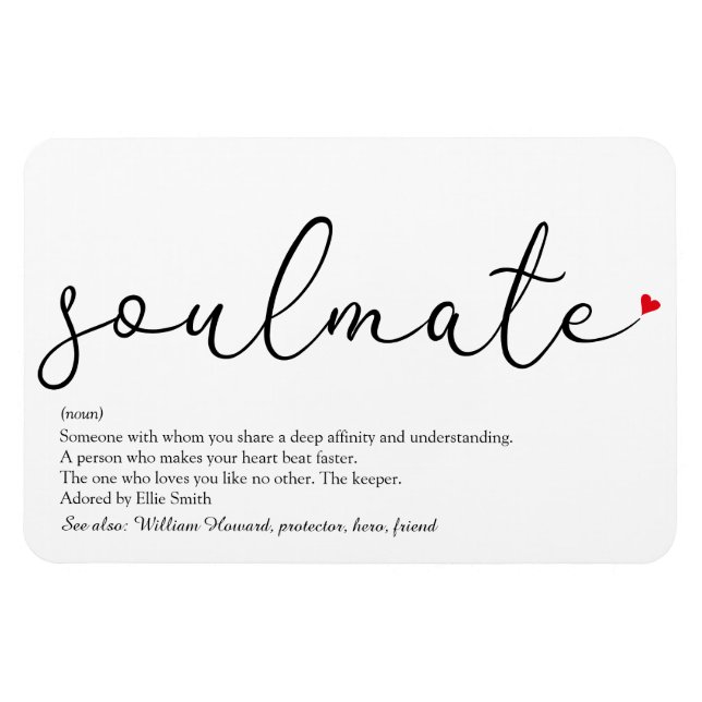 Magnet Flexible Définition de l'âme sœur avec écriture amour cœur (Horizontal)