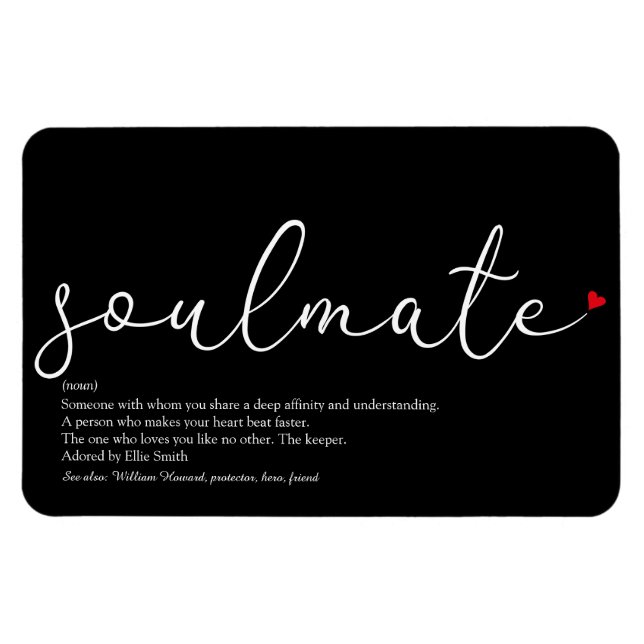Magnet Flexible Définition de l'âme sœur avec un script amour cœur (Horizontal)