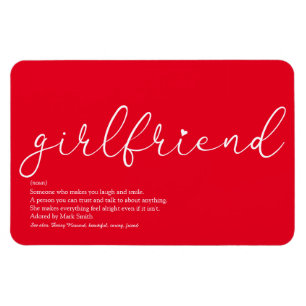 Magnet Flexible Définition de petite amie Script Amour Cœur Rouge