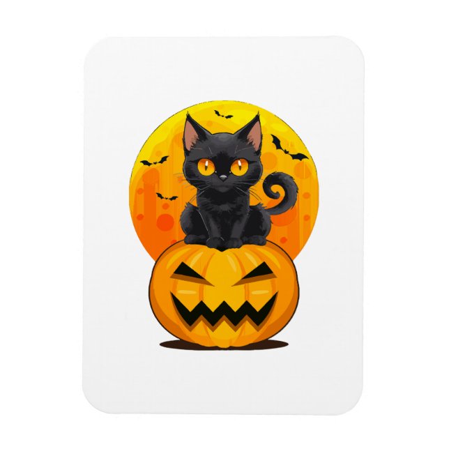 Magnet Flexible Déguisement Halloween Citrouille Chat Noir (Vertical)