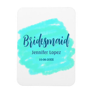 Magnet Flexible Demoiselle d'honneur bleu vert aquarelle ajoutez n