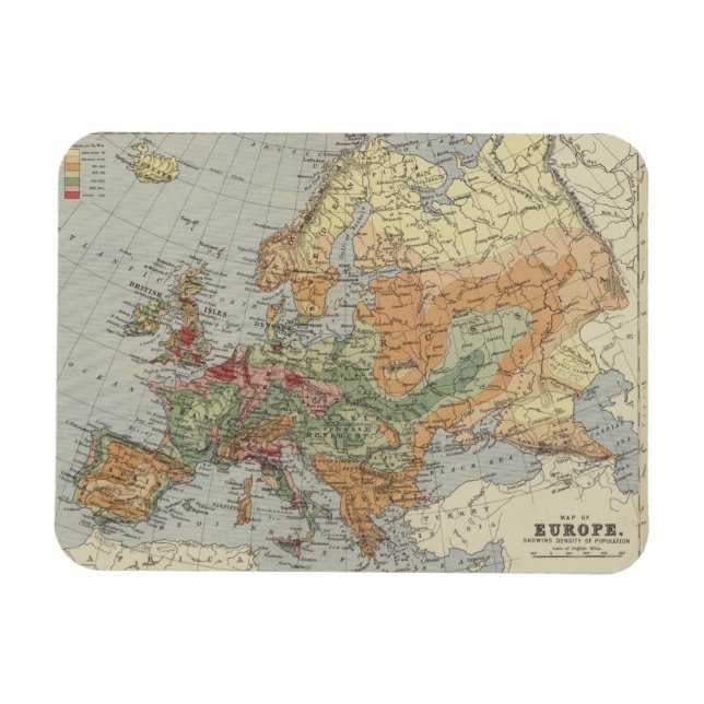 Magnet Flexible Densité démographique | Carte européenne (Horizontal)