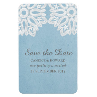Magnet Flexible Dentelle élégante bleue Enregistrer la date Flexi