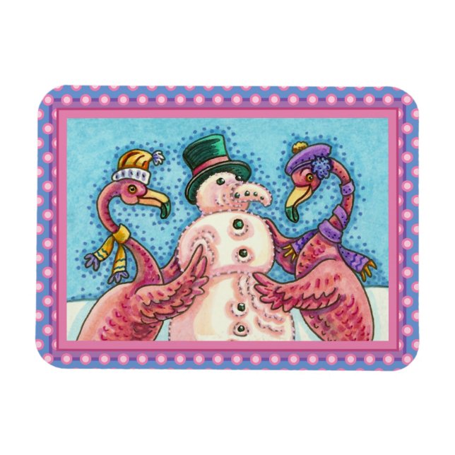 MAGNET FLEXIBLE DES FLAMANTS ROSES ROSES FABRIQUENT DE LA NEIGE, D (Horizontal)