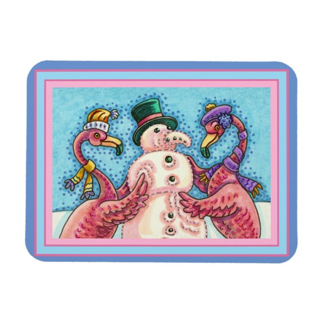 MAGNET FLEXIBLE DES FLAMANTS ROSES ROSES FABRIQUENT DE LA NEIGE, D (Horizontal)
