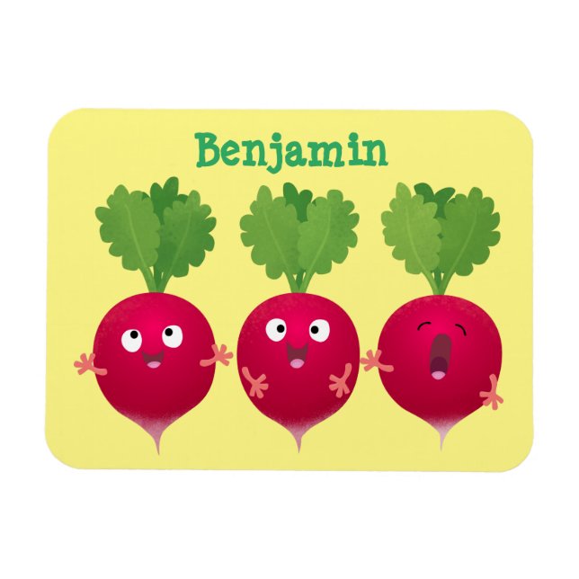 Magnet Flexible Des radis mignons chantant des légumes de dessin a (Horizontal)