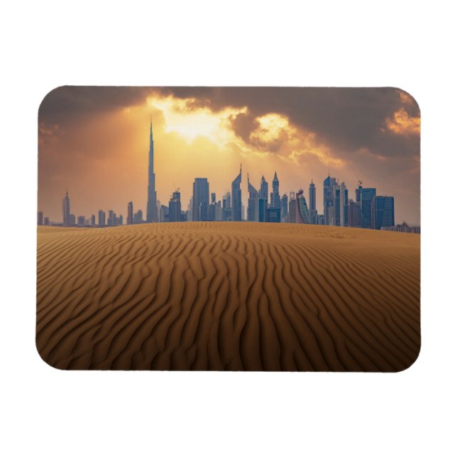 Magnet Flexible Deserts | Dubai's Skyline View from Sand Dune (Horizontal)
