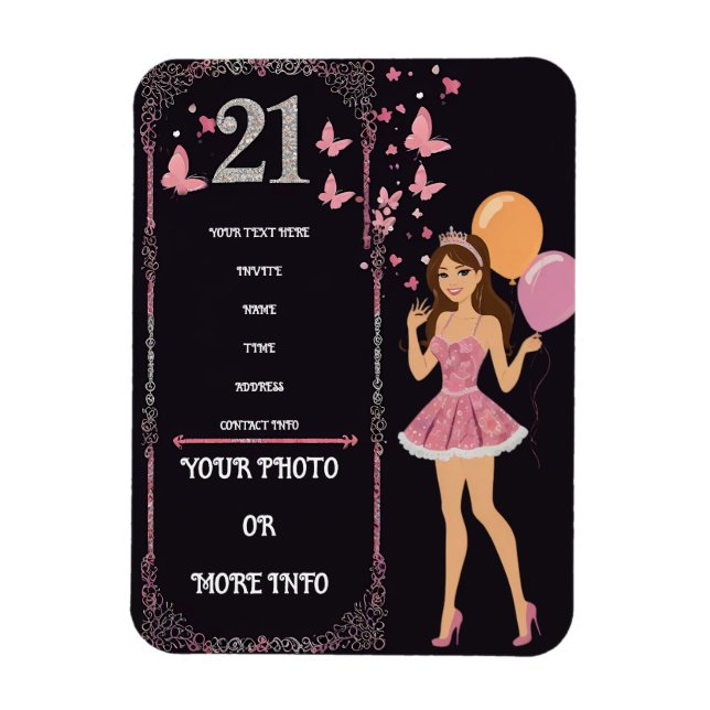 Magnet Flexible Design d'anniversaire avec options photo personnal (Vertical)