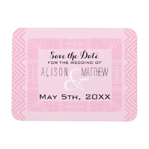Magnet Flexible Design ethnique Mariage rose Enregistrer la date M