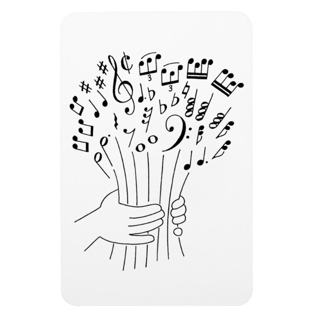 Magnet Flexible Design graphique : fleurs de notes musicales - (Vertical)