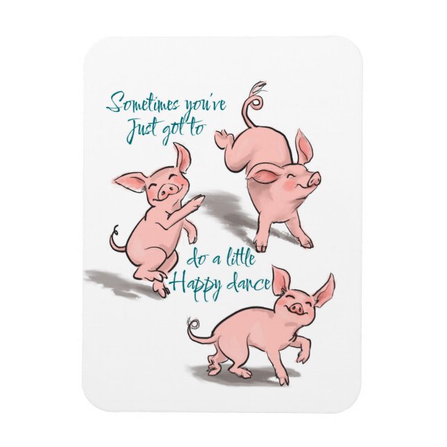 Magnet Flexible Dessin amusant style piglet heureux aimant de dans (Vertical)
