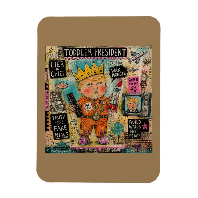 Magnet Flexible Dessin animé collage président bambin drôle (Vertical)