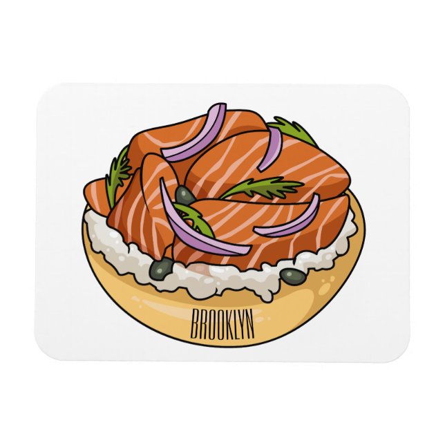 Magnet Flexible dessin animé de bagel saumon (Horizontal)