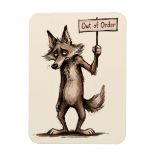 Magnet Flexible Dessin animé de coyote drôle et grincheux hors ser