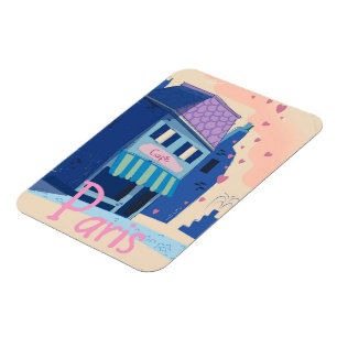 Magnet Flexible Dessin animé vintage de la rue de Paris