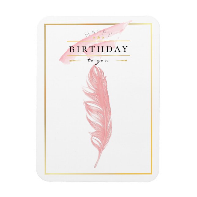 Magnet Flexible Dessin au crayon de plume rose de joyeux anniversa (Vertical)