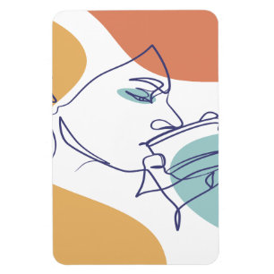 Magnet Flexible dessin d'art affiche d'une femme buvant du café