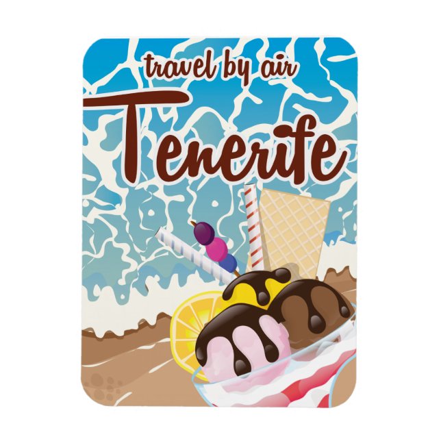 Magnet Flexible Dessin de voyage sur la crème glacée de Tenerife (Vertical)