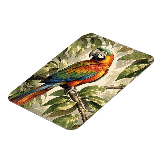 Magnet Flexible Dessin d'oiseau perroquet sur un arbre (Côté Gauche)