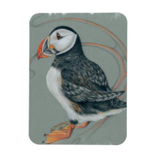Magnet Flexible Dessin d'Oiseaux de Puffin de l'Atlantique