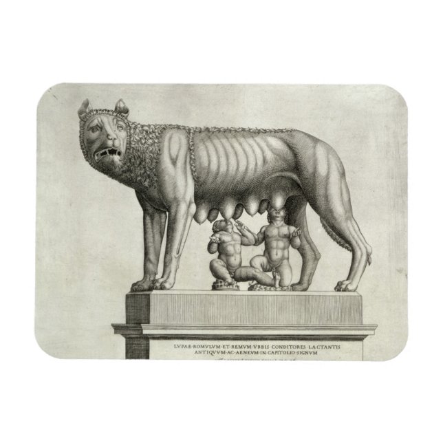 Magnet Flexible Dessin du bronze étrusque de la si-loup-elle (Horizontal)