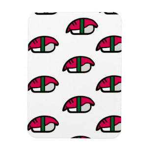 Magnet Flexible Dessin Kawaii Sushi, Riz de Poisson et Algues