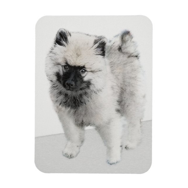 Magnet Flexible Dessin Keeshond Chiot - Joli dessin original Chien (Vertical)