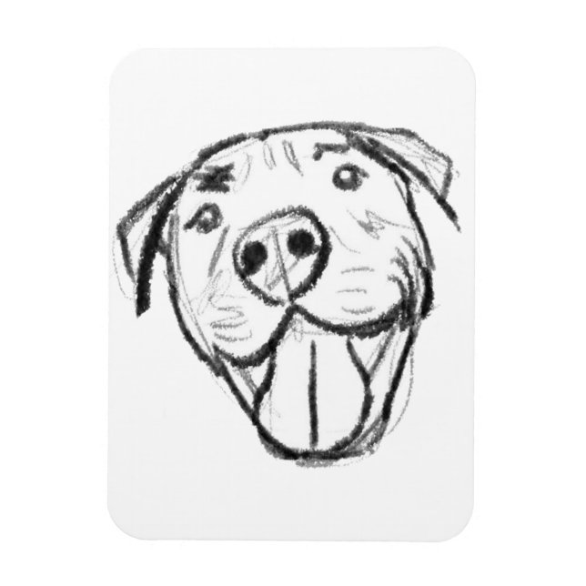 Magnet Flexible dessin pitbull simple amoureux des chiens noir bla (Vertical)